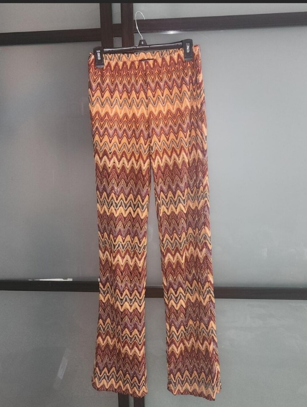 Wavy Chevron Print Wide-Leg Pants - Multi Orange